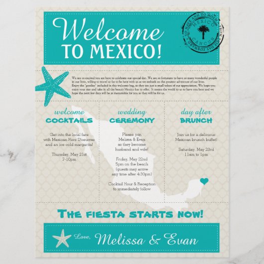 ターコイズスターフィッシュカンクンメキシコウェルカムレター (正面)