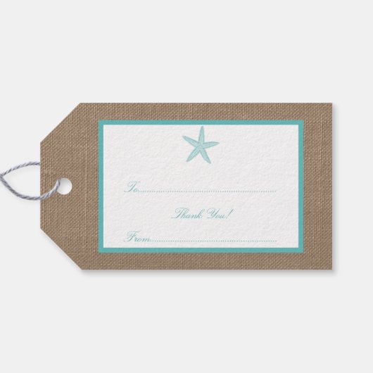 ターコイズスターフィッシュバーラップビーチ結婚式コレクション ギフトタグ (裏面横)