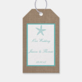 ターコイズスターフィッシュバーラップビーチ結婚式コレクション ギフトタグ (正面)