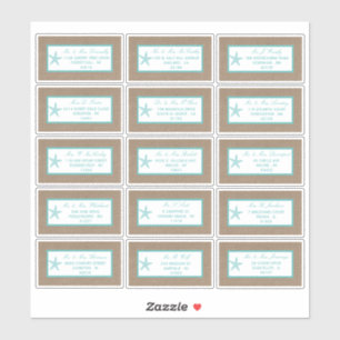 ターコイズスターフィッシュバーラップビーチ結婚式コレクション シール