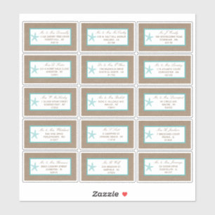 ターコイズスターフィッシュバーラップビーチ結婚式コレクション シール
