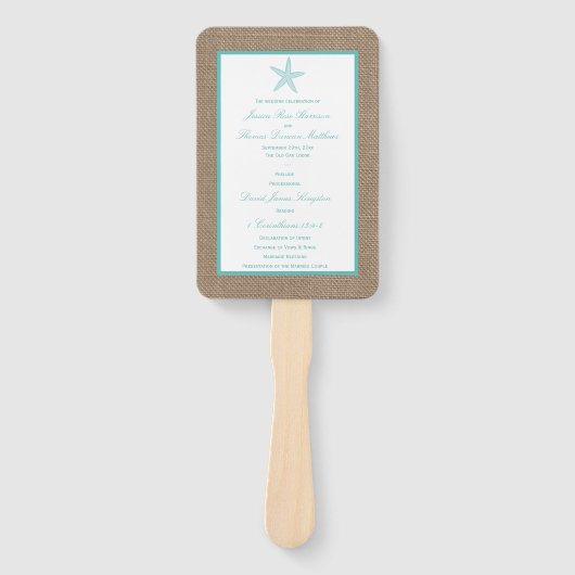 ターコイズスターフィッシュバーラップビーチ結婚式コレクション ハンドファン (正面)