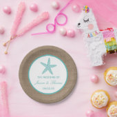 ターコイズスターフィッシュバーラップビーチ結婚式コレクション ペーパープレート (パーティー)