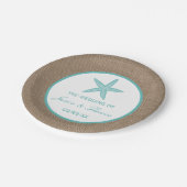 ターコイズスターフィッシュバーラップビーチ結婚式コレクション ペーパープレート (アングル)