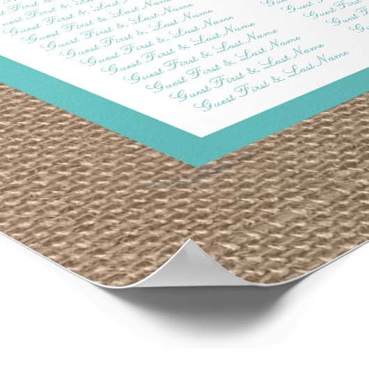 ターコイズスターフィッシュバーラップビーチ結婚式コレクション ポスター (角)