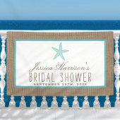 ターコイズスターフィッシュビーチバーラップブライダルシャワー 横断幕