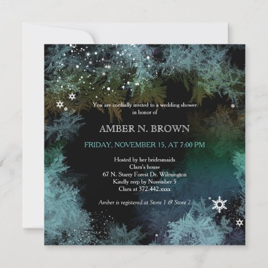ターコイズスターリーフォレストブライダルシャワー 招待状 (裏面)