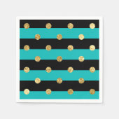 ターコイズストライプと水玉模様誕生日会 スタンダードカクテルナプキン (正面)