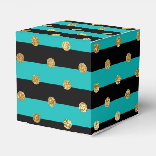 ターコイズストライプと水玉模様誕生日会 フェイバーボックス (裏面サイド)