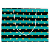 ターコイズストライプと水玉模様誕生日会 ラージペーパーバッグ (裏面)