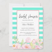 ターコイズストライプと牡丹ブライダルシャワーカード (正面)