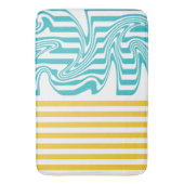 ターコイズストライプと黄色の渦巻き バスマット (正面縦)