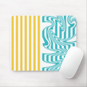 ターコイズストライプと黄色の渦巻き マウスパッド (マウス)