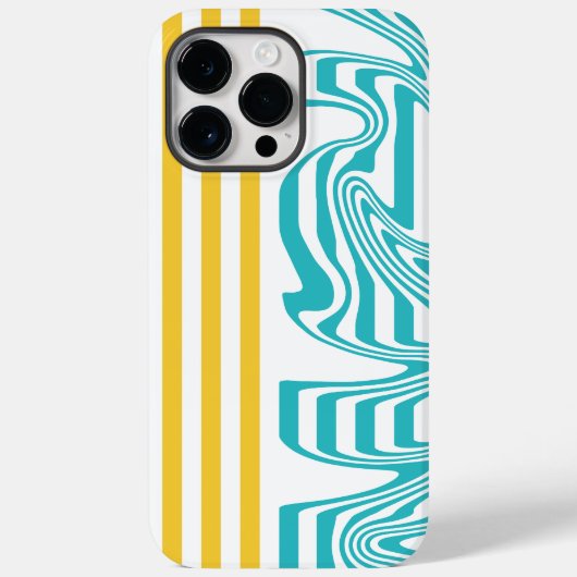 ターコイズストライプと黄色の渦巻き Case-Mate iPhoneケース (裏面)