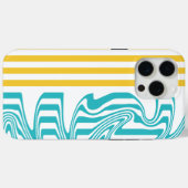 ターコイズストライプと黄色の渦巻き Case-Mate iPhoneケース (裏面 (横))