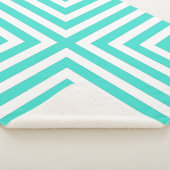 ターコイズストライプのコーナーの入れ子ボックスの繰り返しパターン シェルパブランケット (3/4)
