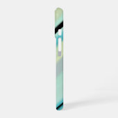 ターコイズストライプの名入れ  iPhone 16ケース (左側面)