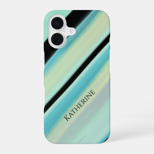 ターコイズストライプの名入れ  iPhone 16ケース (裏面)