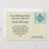 ターコイズストライプの誕生日パーティー招待状 招待状 (裏面)