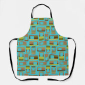 ターコイズストライプの長方形 エプロン (正面)