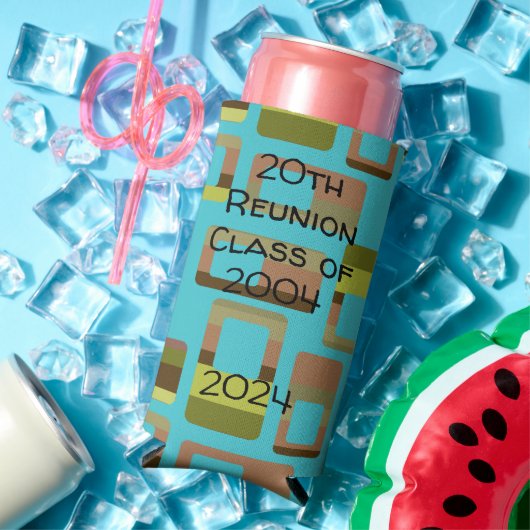 ターコイズストライプの長方形 スリム缶クーラー (インサイチュ 夏)