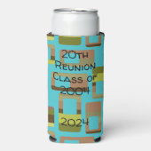 ターコイズストライプの長方形 スリム缶クーラー (Seltzer正面)