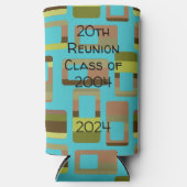 ターコイズストライプの長方形 スリム缶クーラー (正面)