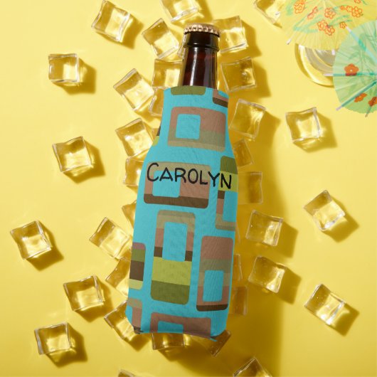 ターコイズストライプの長方形 ボトルクーラー (インサイチュ 夏)