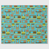 ターコイズストライプの長方形 ラッピングペーパー (フラット)