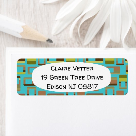 ターコイズストライプの長方形 ラベル (インサイチュ)