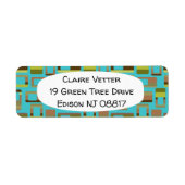 ターコイズストライプの長方形 ラベル (正面)