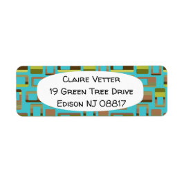 ターコイズストライプの長方形 ラベル