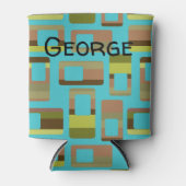 ターコイズストライプの長方形 缶クーラー (正面)