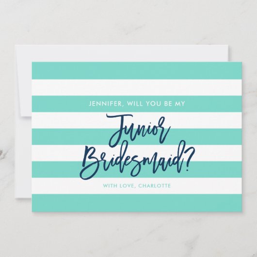 ターコイズストライプは僕の後輩の花嫁になるだろうな 招待状 (正面)