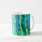 ターコイズストライプサマーブライトカラーズマグ コーヒーマグカップ (正面右)