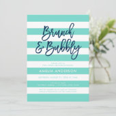 ターコイズストライプズブルーブランチバブリーブライダルシャワー 招待状 (スタンド正面)