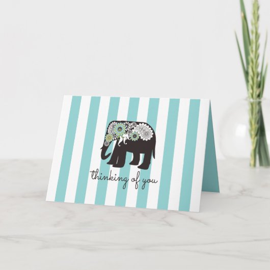 ターコイズストライプペイズリーエレファント　思い出してるよ カード (正面)