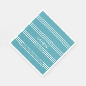 ターコイズストライプモノグカスタムラム紙ナプキン スタンダードランチョンナプキン (角)