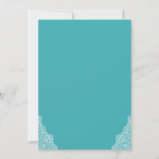 ターコイズストリングライト&レ結婚ースの写真 招待状 (裏面)