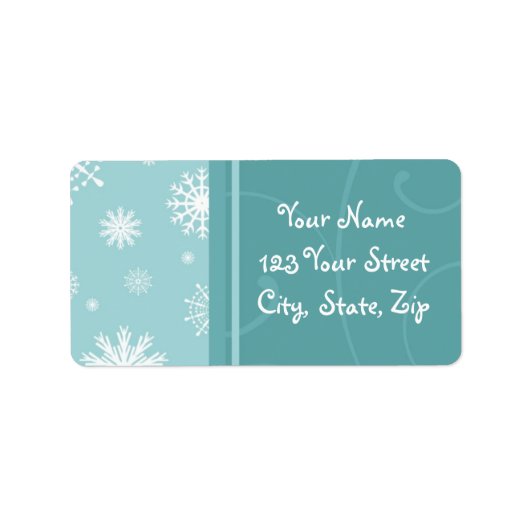 ターコイズスノーフレークスクリスマス住所 シール (正面)