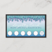 ターコイズスパークルネイルサロングリッターロイヤリティカード 名刺 (正面)