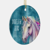 ターコイズスパークルユニコーン名 セラミックオーナメント (右)