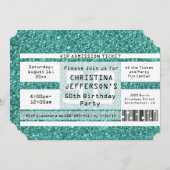 ターコイズスパークル 50歳誕生日パーティー券 招待状 (正面/裏面)