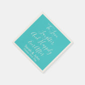 ターコイズスパーソナライズされたクリプト結婚式レセプション スタンダードカクテルナプキン (角)