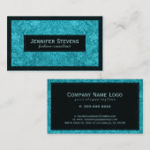 ターコイズスフェイクエードレザーフローラデザイン 名刺 (正面/裏面)