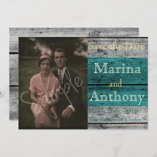 ターコイズスプ素朴ラッシュ日付1を保存 セーブザデート (正面/裏面)