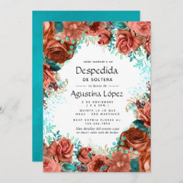 ターコイズスペインのとサンゴフローラバチェロレッテ 招待状