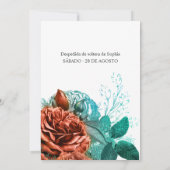 ターコイズスペインのアンドコーラルフローラブライダルビンゴ (裏面)