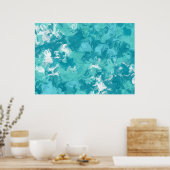 ターコイズスワール抽象芸術アートプリント ポスター (キッチン)