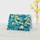 ターコイズス落ちたキーストーン12月誕生日 カード (黄色い花)